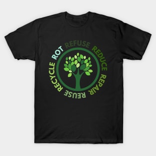 Refuse Reduce Repair Reuse Recycle Rot - Green Tree T-Shirt